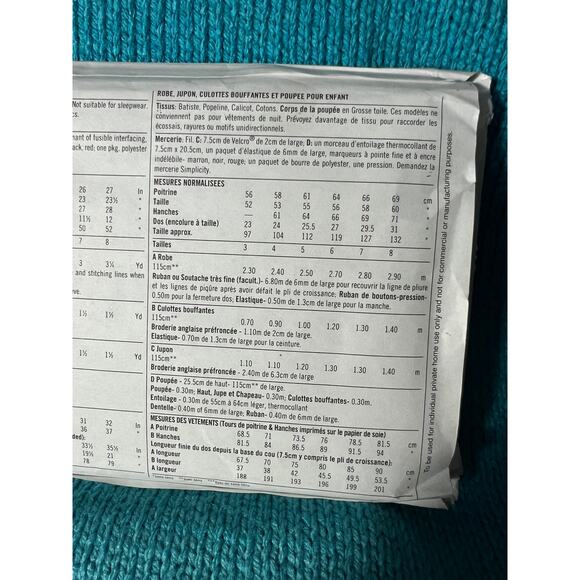 Simplicity 4737 pattern Girls Civil war dress petticoat doll size 3 4 5 6 7 8 - Picture 5 of 5